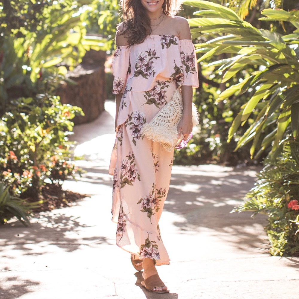 FLYNN SKYE skirt & top blush with floral print